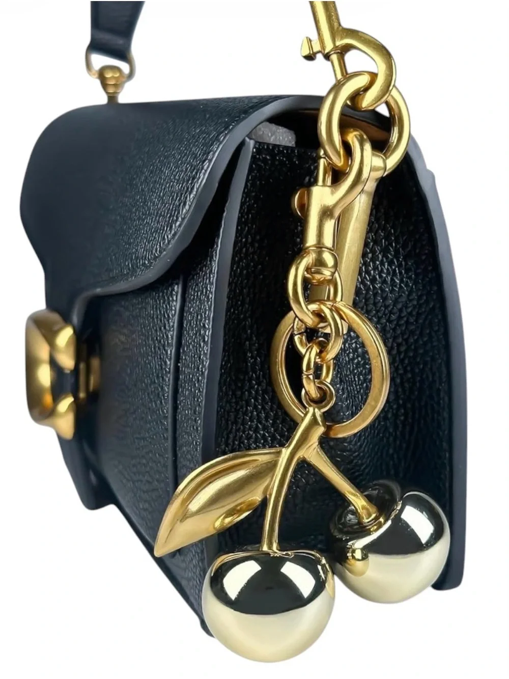 Gold Cherry Gold Bag Charm & Keychain New Without Tags